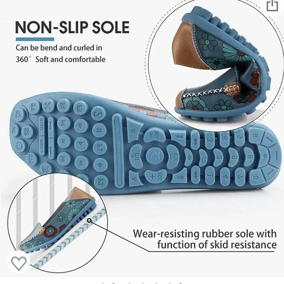 New!! Women’s blue floral slip in moccasins size 5 - Picture 3 of 5